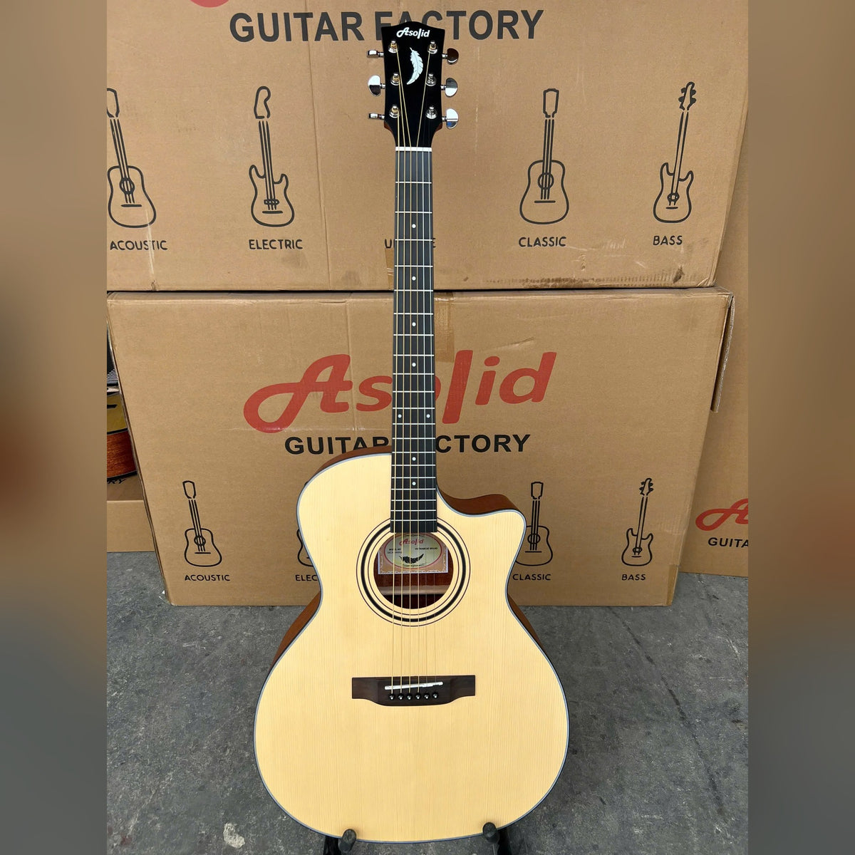 Đàn guitar acoustic Asolid 54CA Solid Top bản 54CA sơn mờ Matte – mặt trước toàn thân