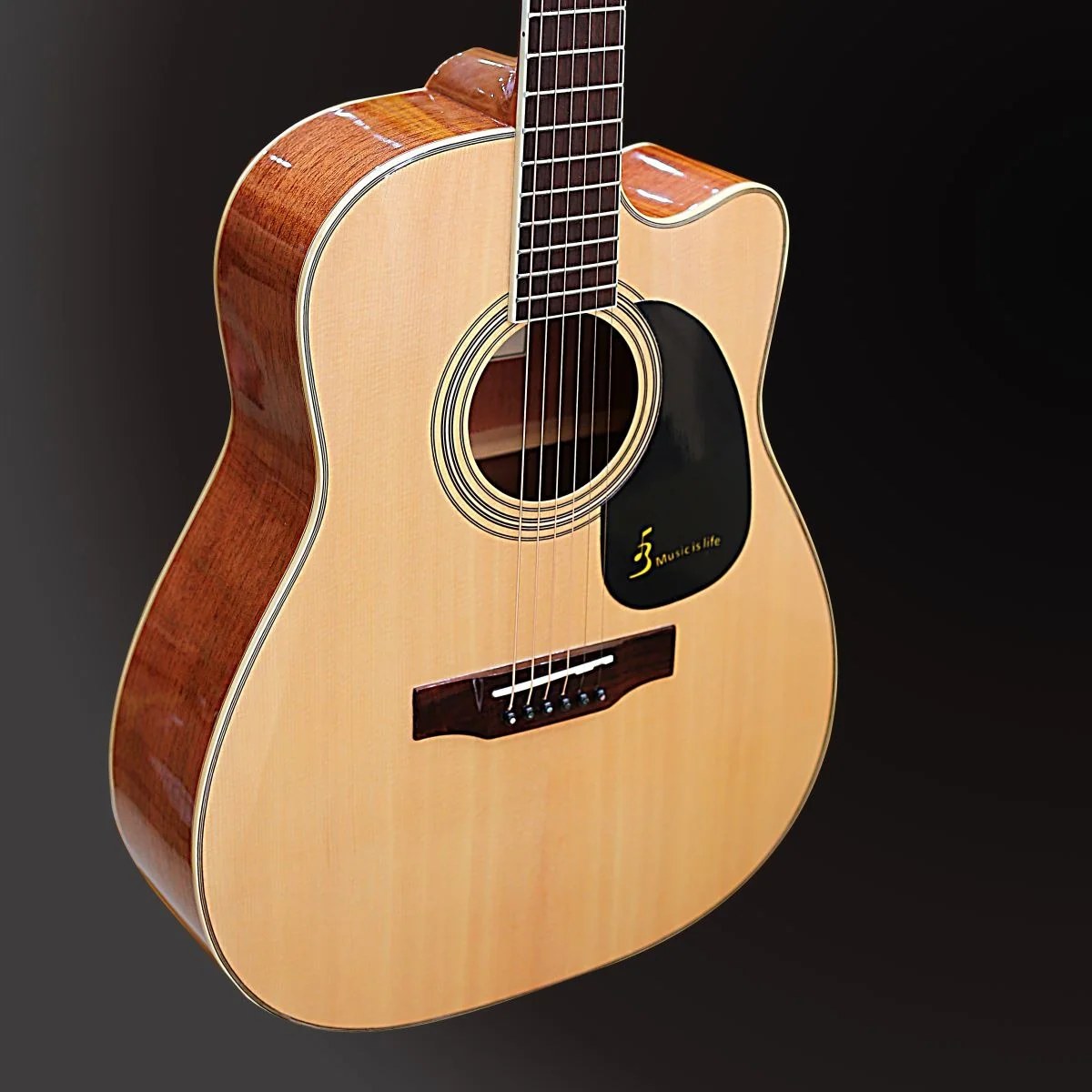 Đàn guitar acoustic Ba Đờn J260 màu Natural – cận thùng đàn mặt trước