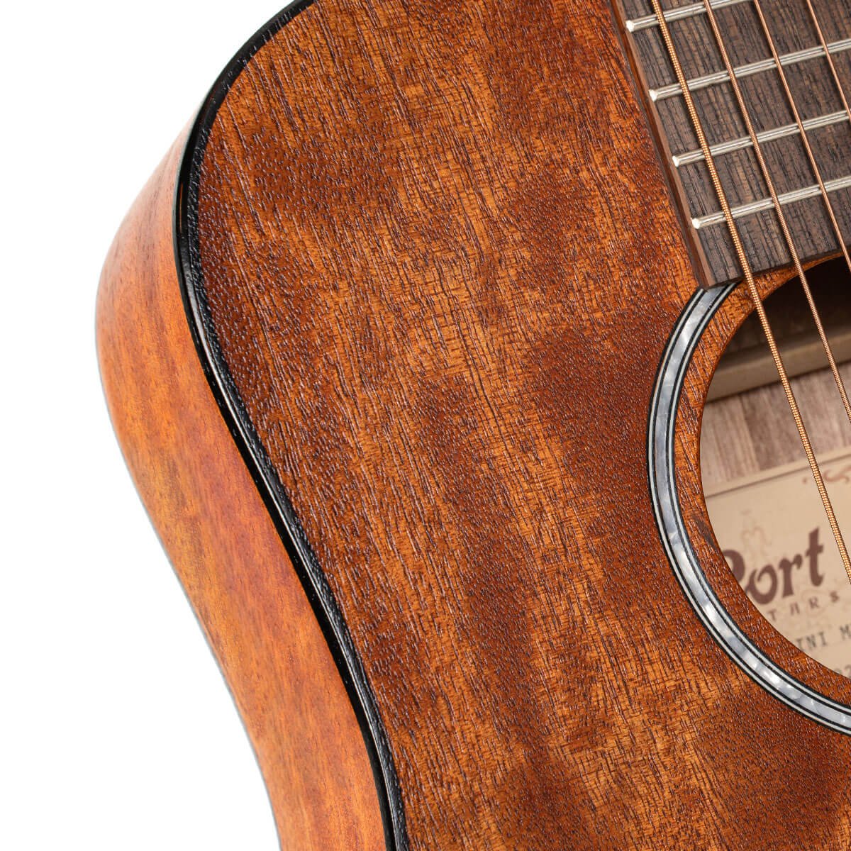 Đàn guitar acoustic Cort AD Mini M màu Open Pore – thùng đàn chụp nghiêng