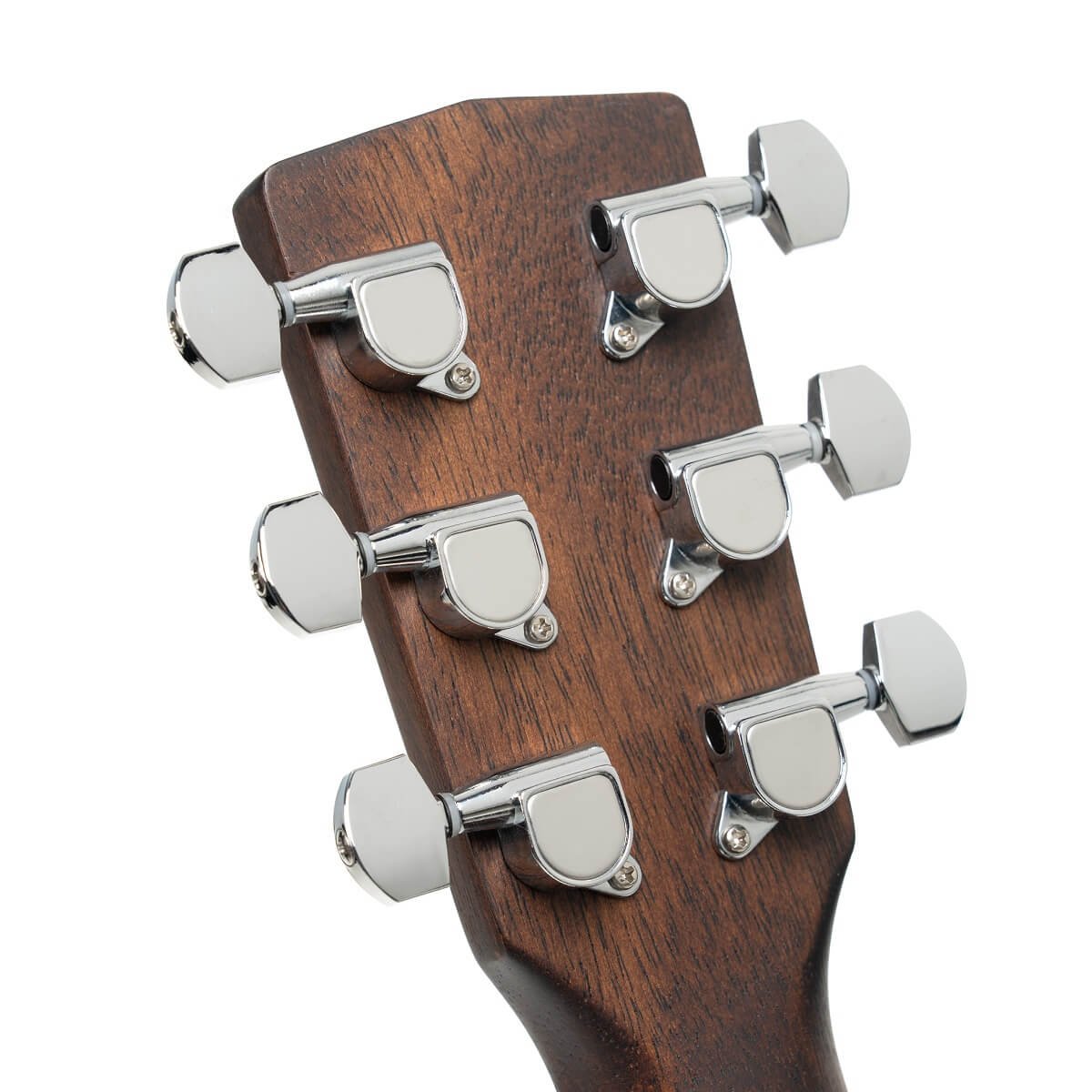 Đàn guitar acoustic Cort AD Mini – mặt sau đầu đàn và bộ khóa lên dây