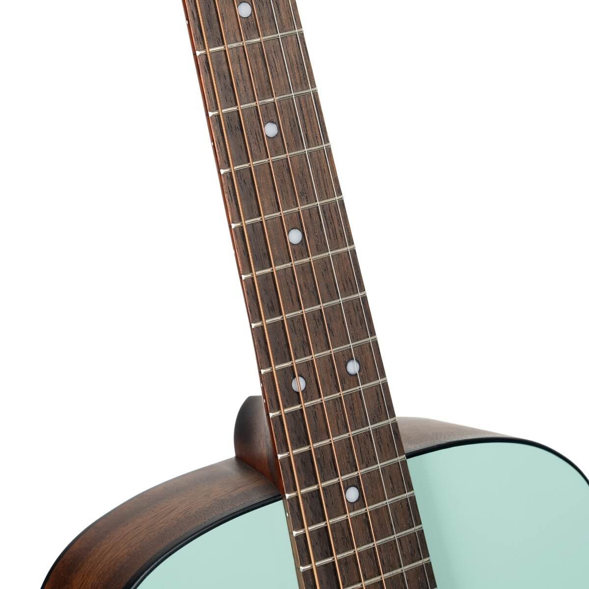 Đàn guitar acoustic Cort AD Mini màu Open Pore Green Mint – cận cần đàn và mặt phím