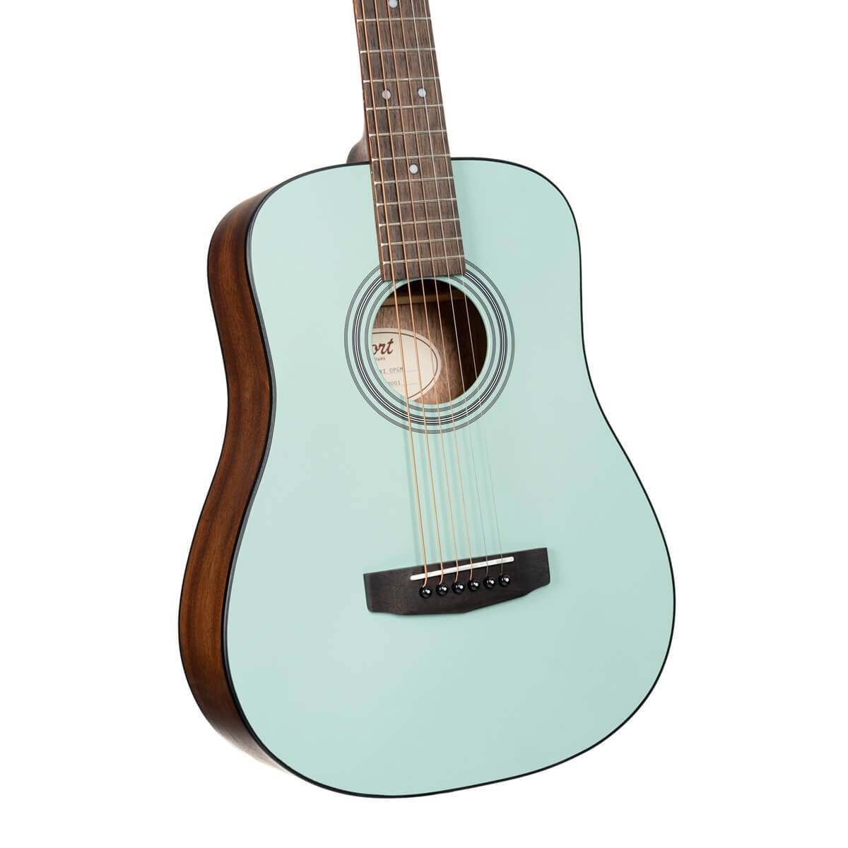 Đàn guitar acoustic Cort AD Mini màu Open Pore Green Mint – góc nghiêng 3/4 toàn thân