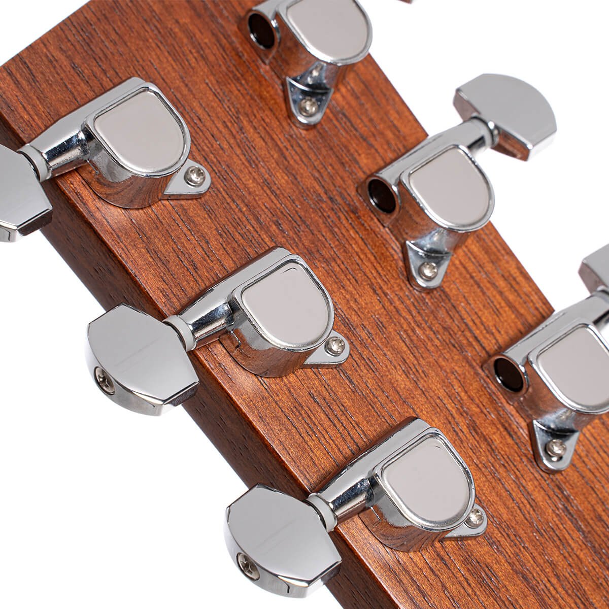 Đàn guitar acoustic Cort AD Mini màu Open Pore – mặt sau đầu đàn và bộ khóa lên dây
