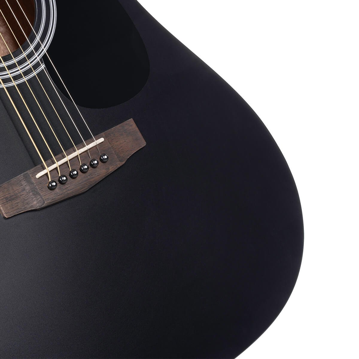 Đàn guitar acoustic Cort AD810 màu Black Satin – cận lỗ thoát âm và ngựa đàn