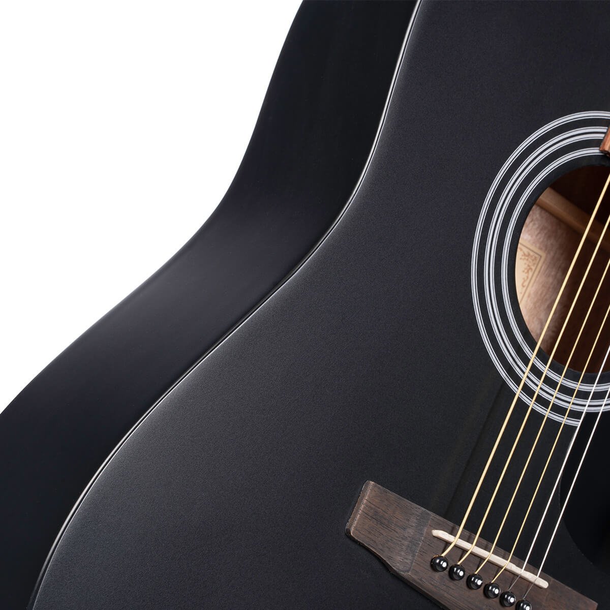 Đàn guitar acoustic Cort AD810 màu Black Satin – thùng đàn chụp nghiêng