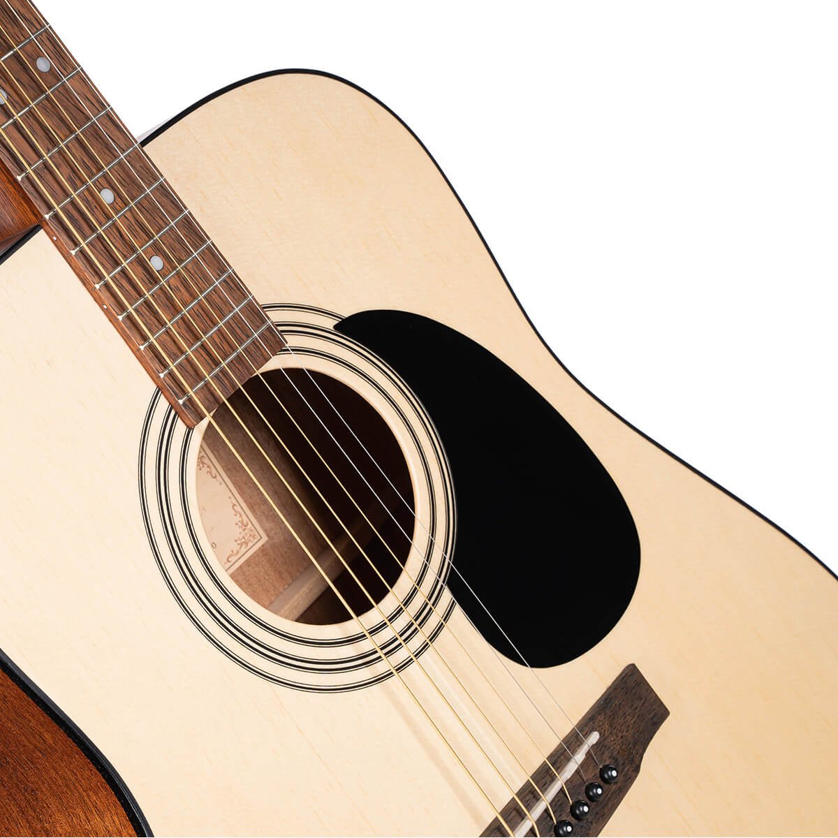 Đàn guitar acoustic Cort AD810 màu Open Pore – cận hoa văn viền lỗ thoát âm (rosette)