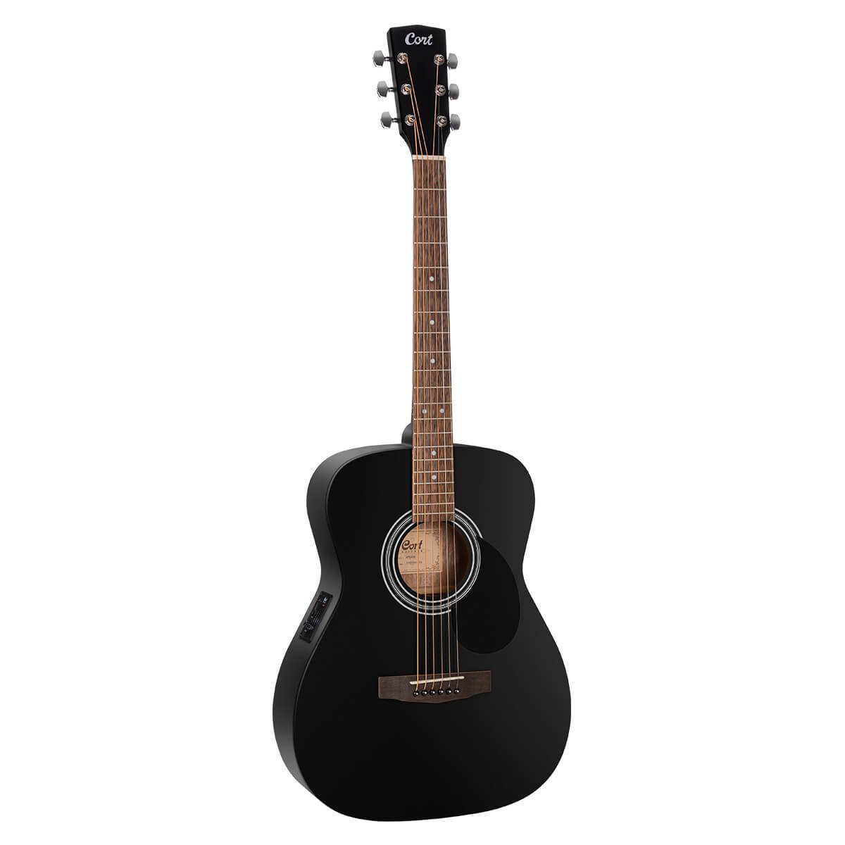 Đàn guitar acoustic Cort AF510 màu Black Satin – mặt trước toàn thân