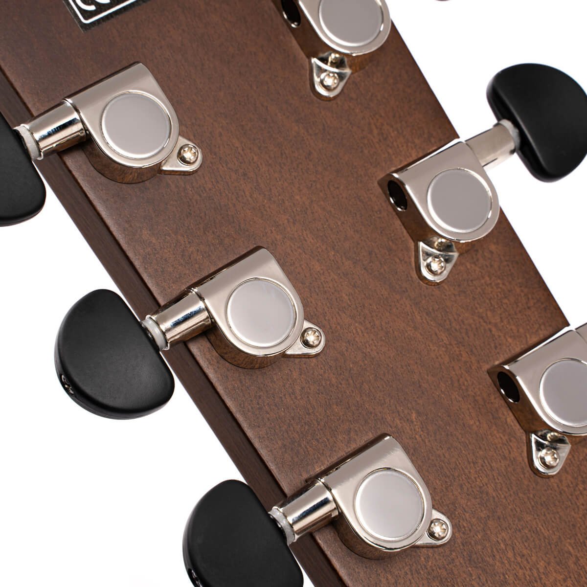 Đàn guitar acoustic Cort L450C màu Natural Satin – mặt sau đầu đàn và bộ khóa lên dây