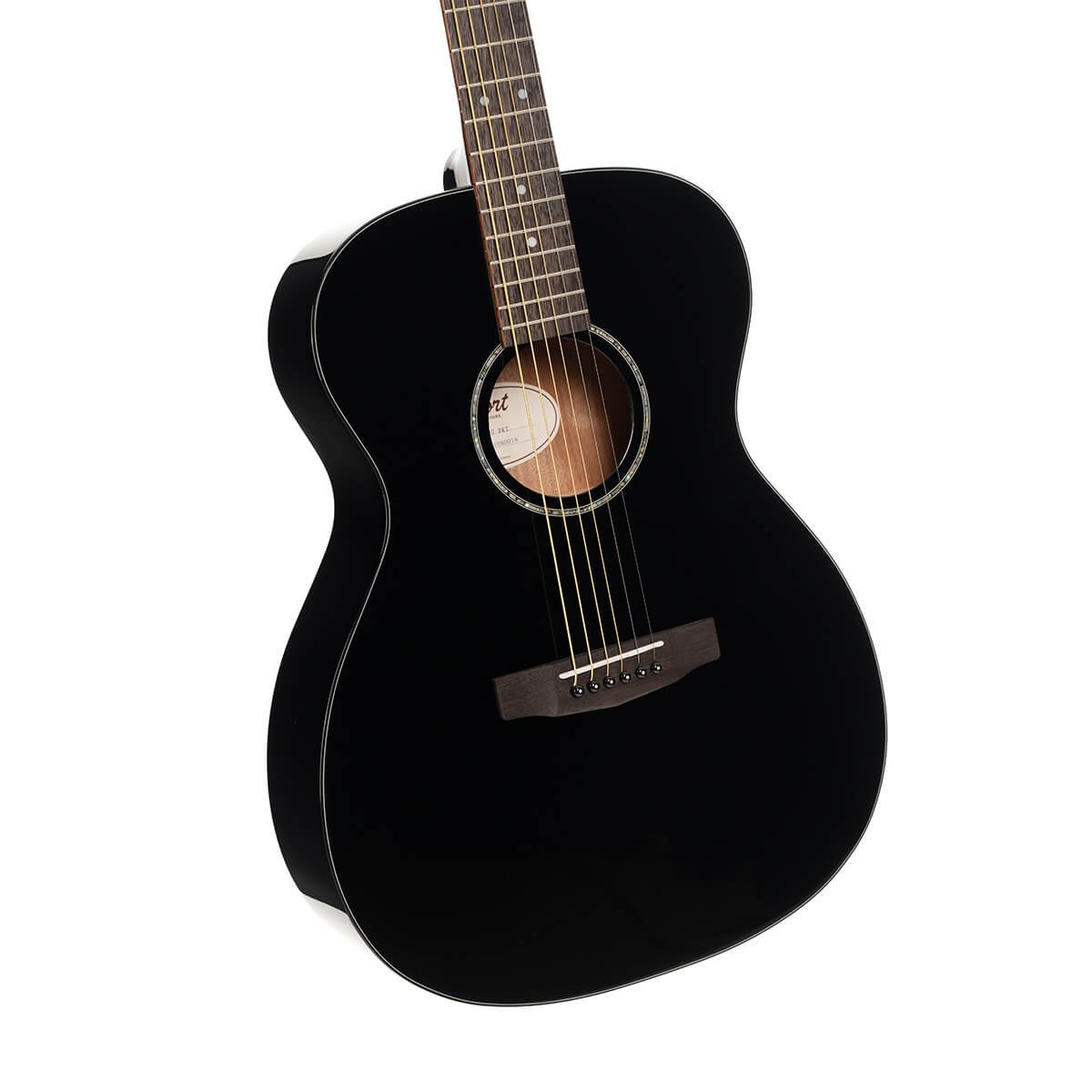 Đàn guitar acoustic Cort L60 màu Black Gloss – góc nghiêng 3/4 toàn thân