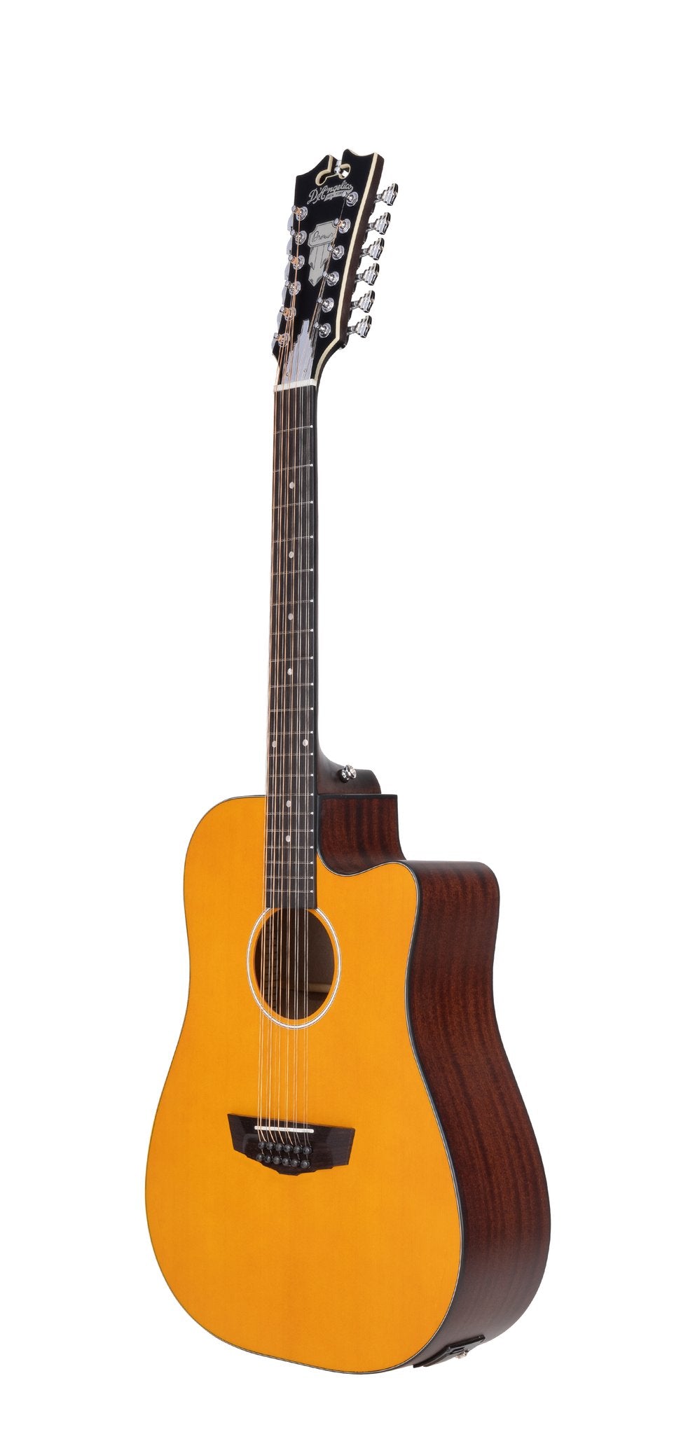 Đàn guitar acoustic điện 12 dây D'Angelico Bowery 12 LS màu Vintage Natural – góc nghiêng 3/4 toàn thân