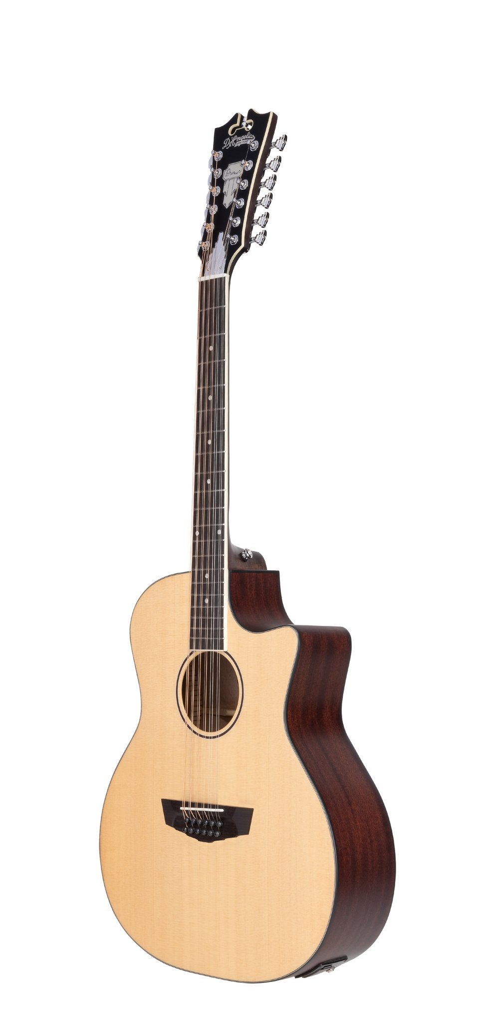 Đàn guitar acoustic điện 12 dây D'Angelico Fulton LS màu Natural – góc nghiêng 3/4 toàn thân