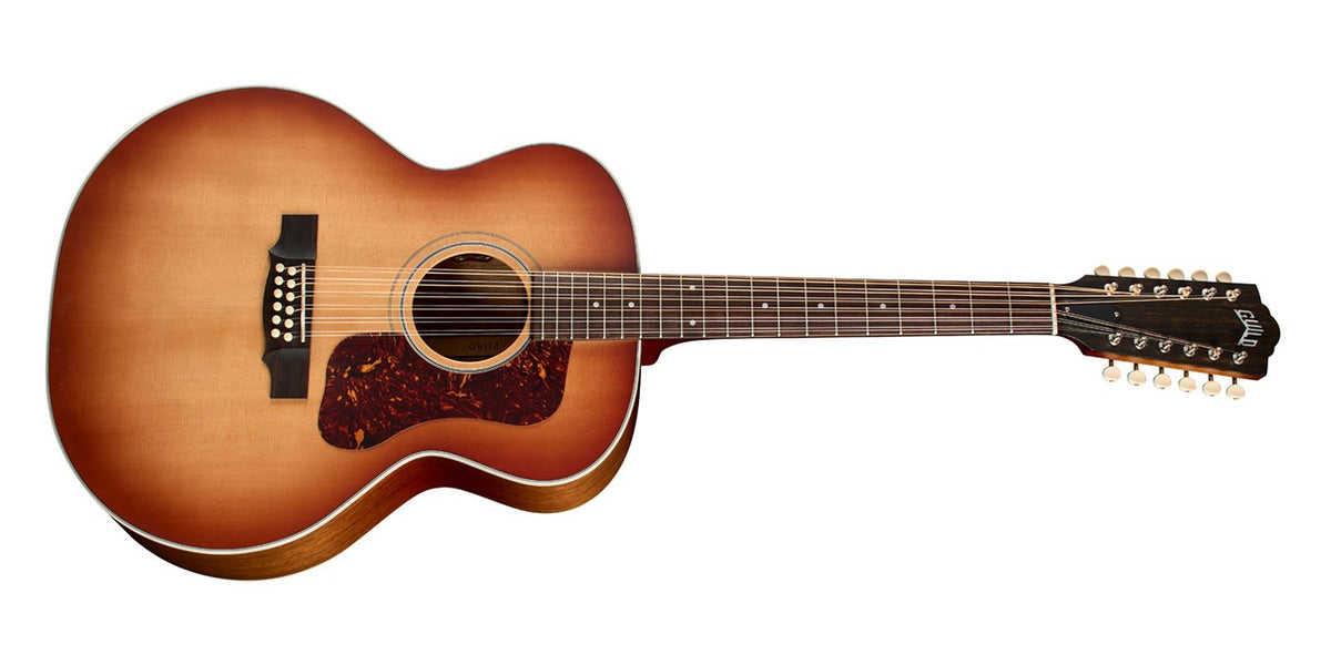 Đàn guitar acoustic điện 12 dây Guild F-412E Standard màu Pacific Sunset Burst – mặt trước toàn thân (góc 2)