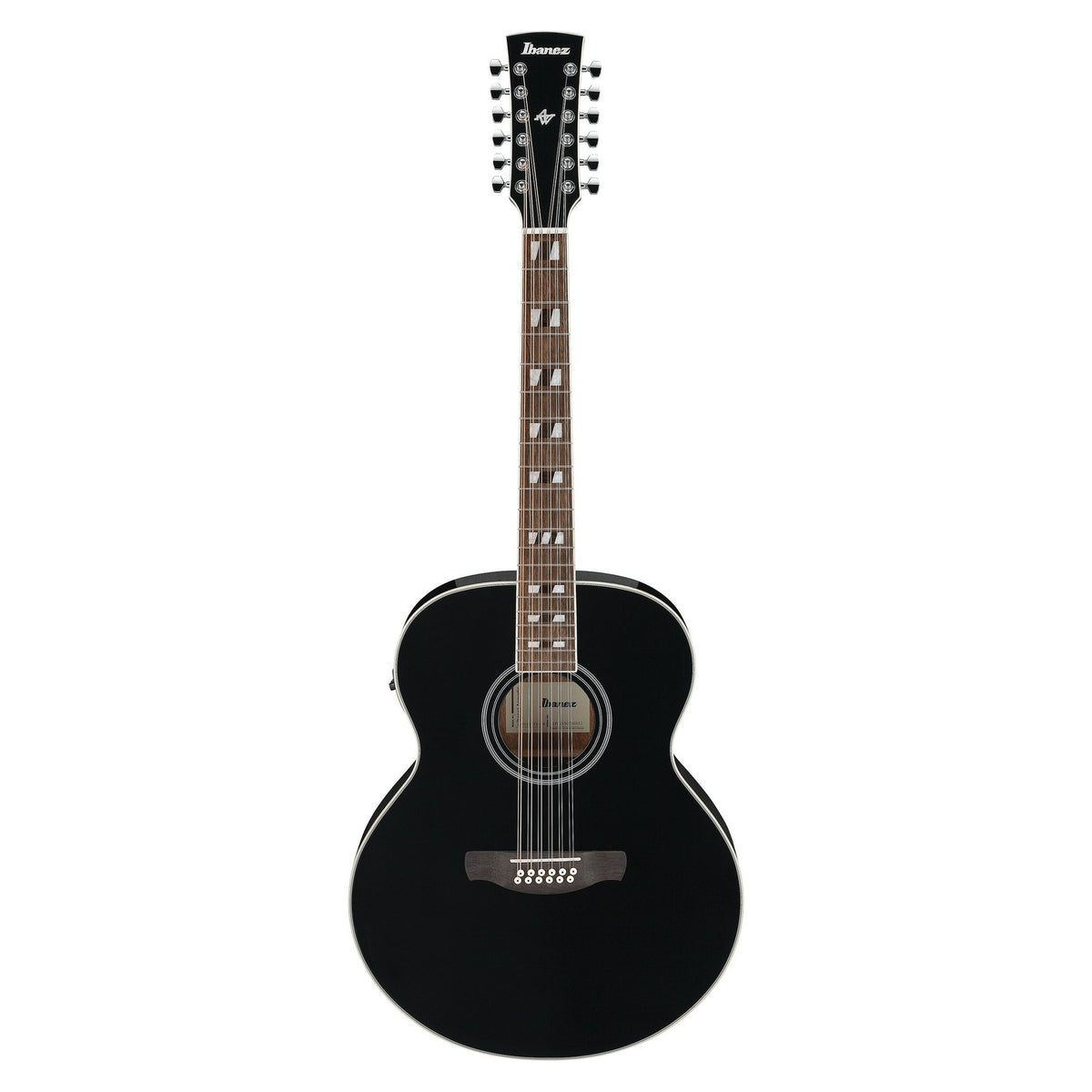 Đàn guitar acoustic điện 12 dây Ibanez AJ7012M1E màu Black High Gloss – mặt trước toàn thân