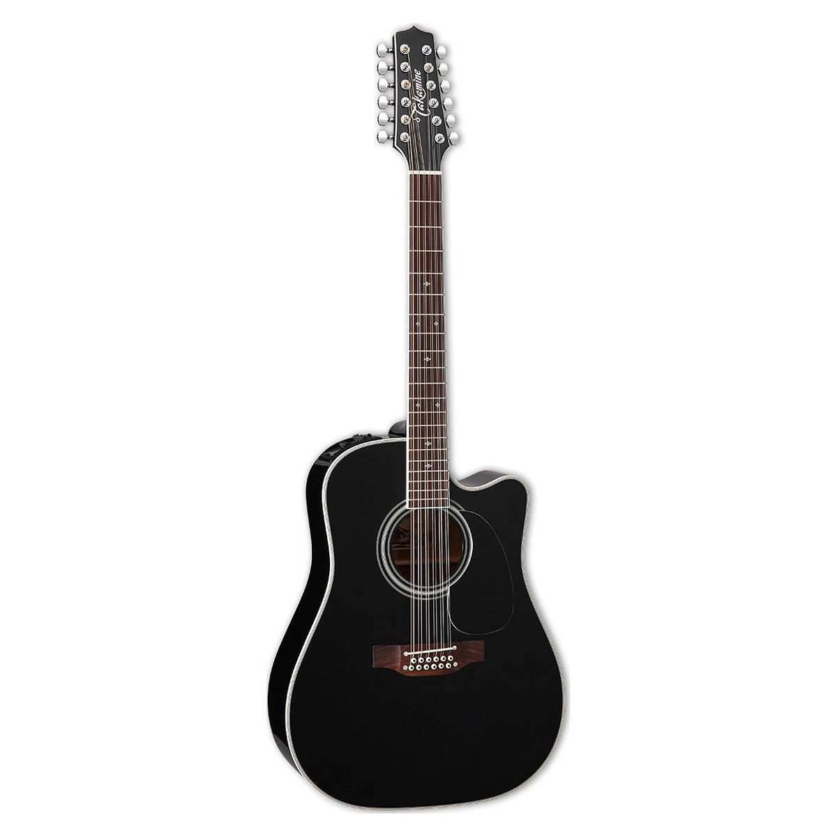 Đàn guitar acoustic điện 12 dây Takamine EF381SC màu đen bóng – mặt trước toàn thân
