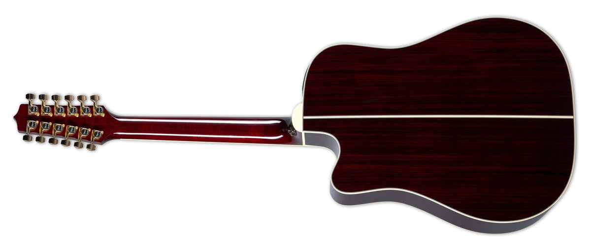 Đàn guitar acoustic điện 12 dây Takamine JJ325SRCL-12 màu đỏ bóng Red Stain – mặt lưng toàn thân (góc 2)
