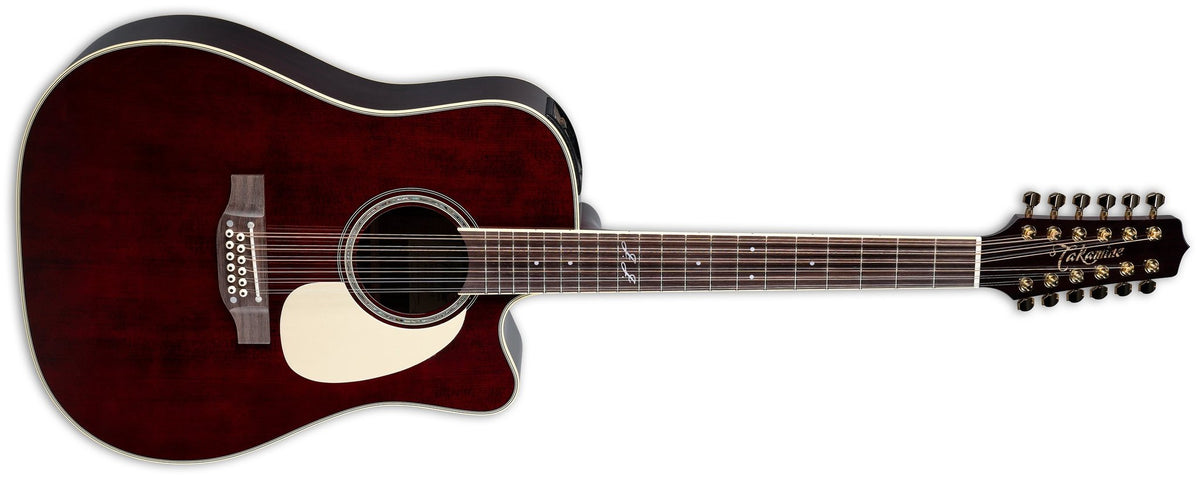 Đàn guitar acoustic điện 12 dây Takamine JJ325SRCL-12 màu đỏ bóng Red Stain – mặt trước toàn thân (góc 2)
