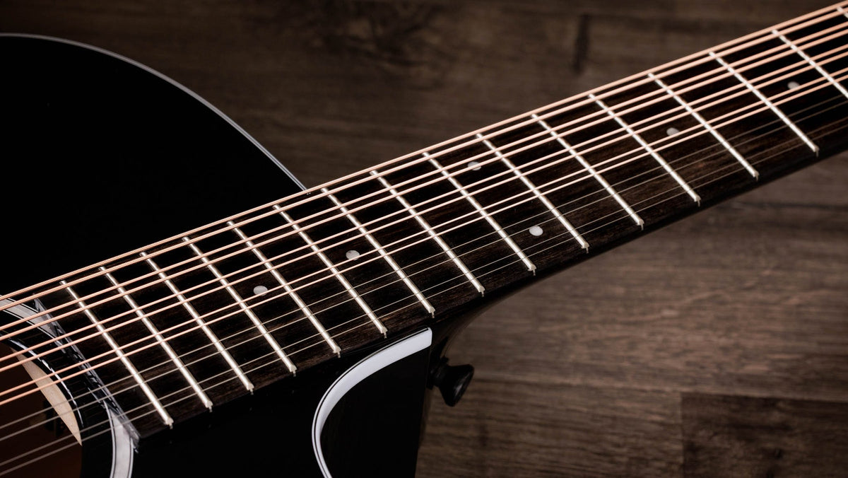 Đàn guitar acoustic điện 12 dây Taylor 250ce Plus BLK Doce Doble màu Black – cận cần đàn và mặt phím