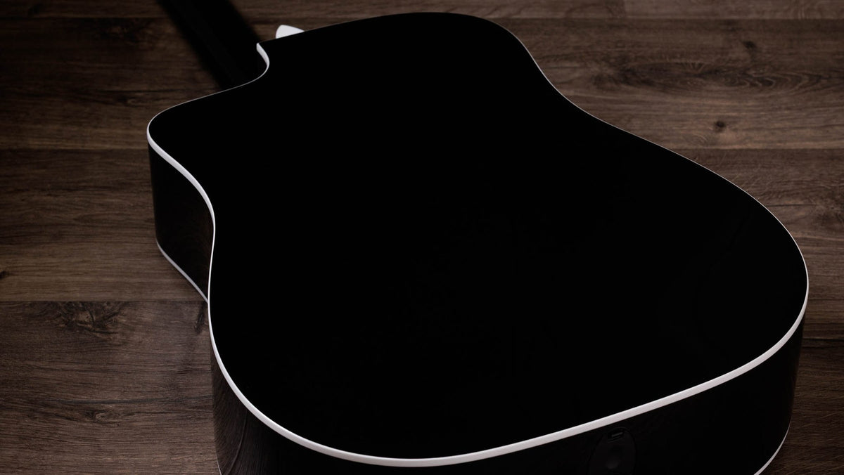 Đàn guitar acoustic điện 12 dây Taylor 250ce Plus BLK Doce Doble màu Black – thùng đàn chụp nghiêng