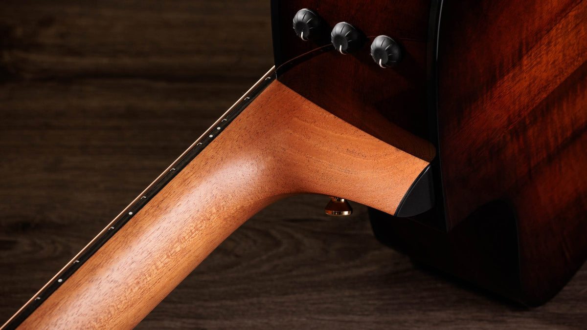Đàn guitar acoustic điện 12 dây Taylor 260ce-K DLX Doce Doble màu Shaded Edgeburst – cận gót cần nối thân đàn