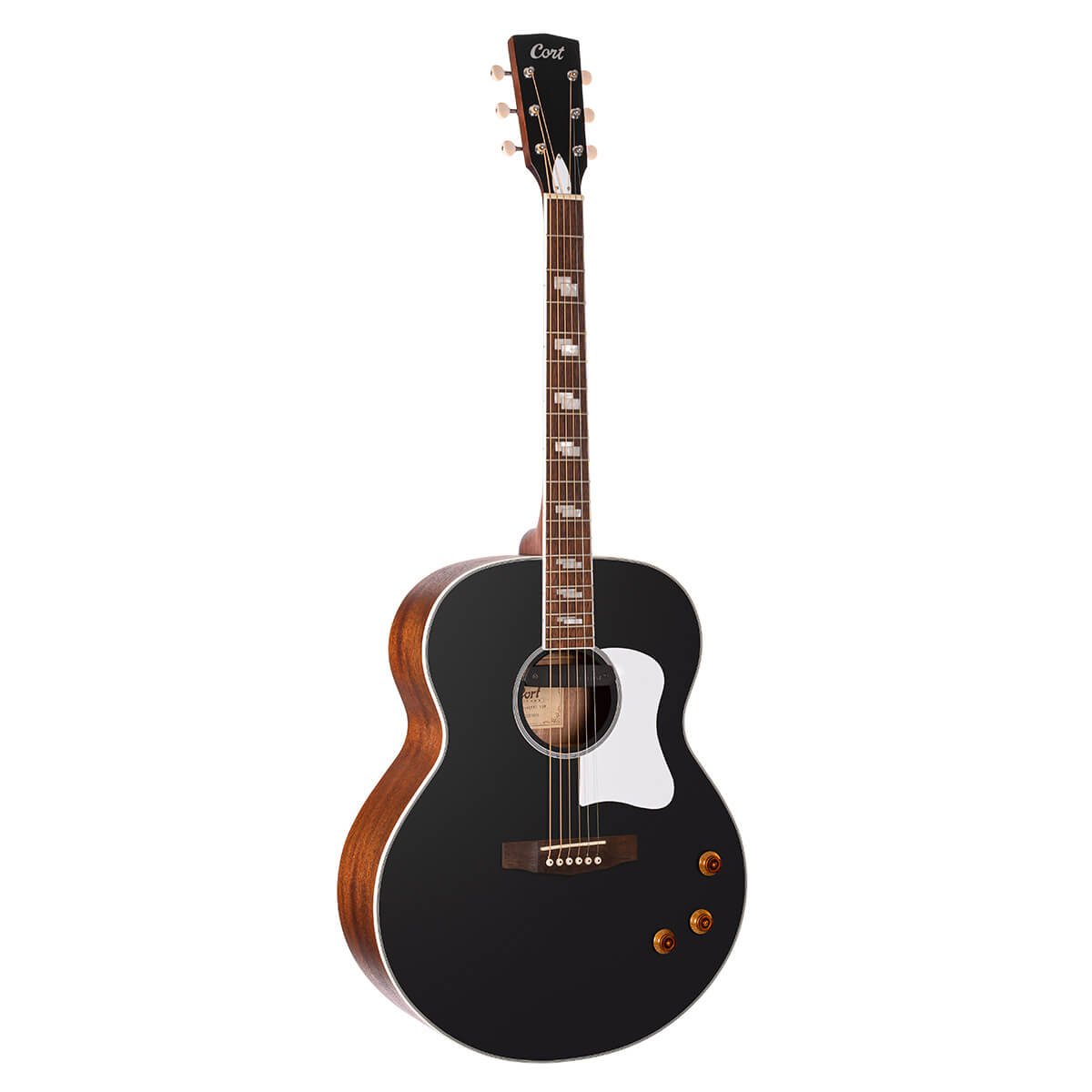Đàn guitar acoustic điện Cort CJ Retro màu Vintage Black Matte – mặt trước toàn thân