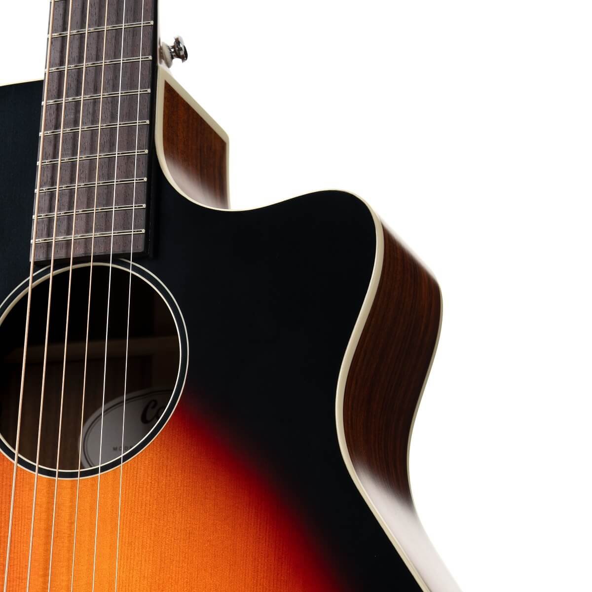 Đàn guitar acoustic điện Cort Core-GA Formosan Koa màu Light Burst Top Semi Gloss – cận thùng đàn mặt trước