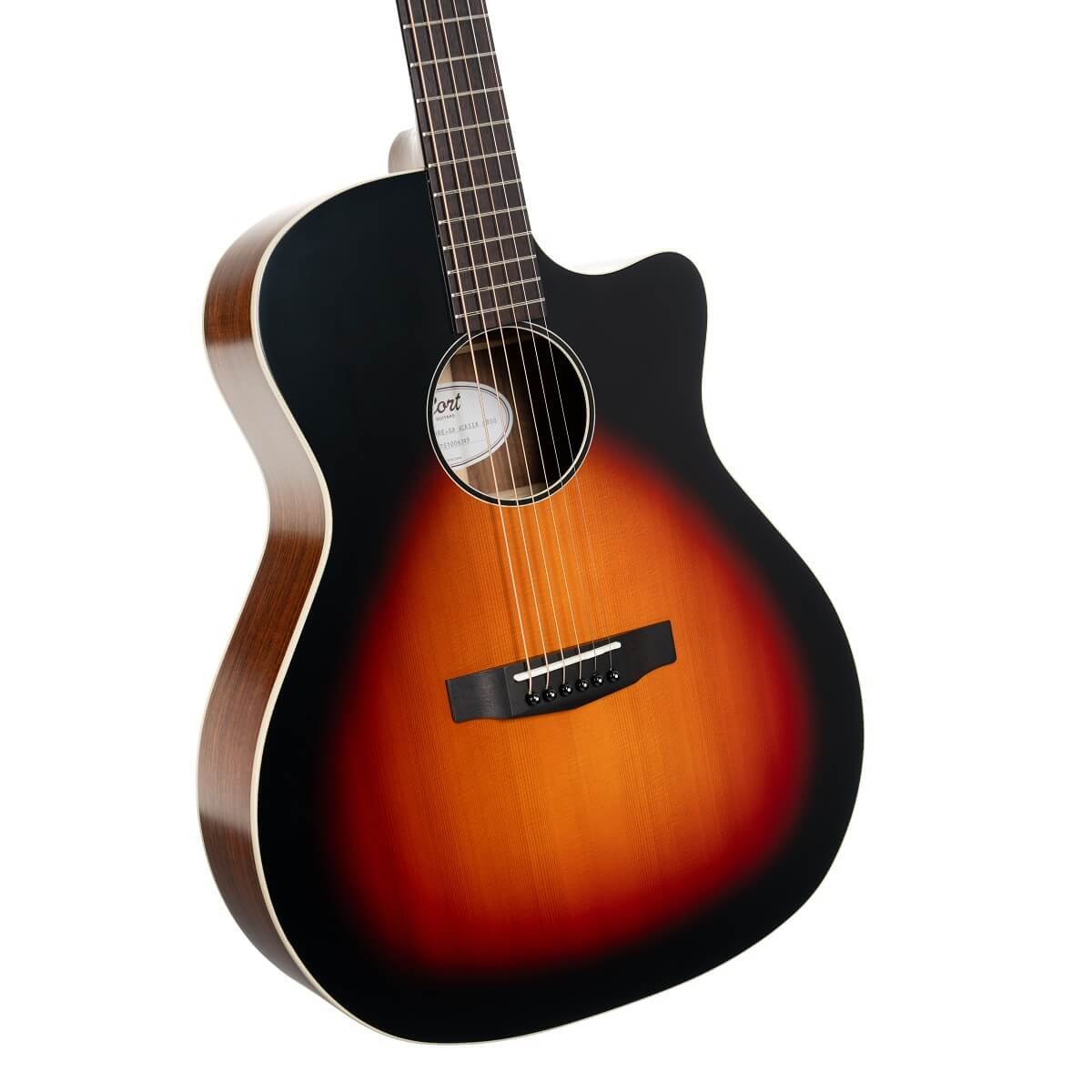 Đàn guitar acoustic điện Cort Core-GA Formosan Koa màu Light Burst Top Semi Gloss – góc nghiêng 3/4 toàn thân