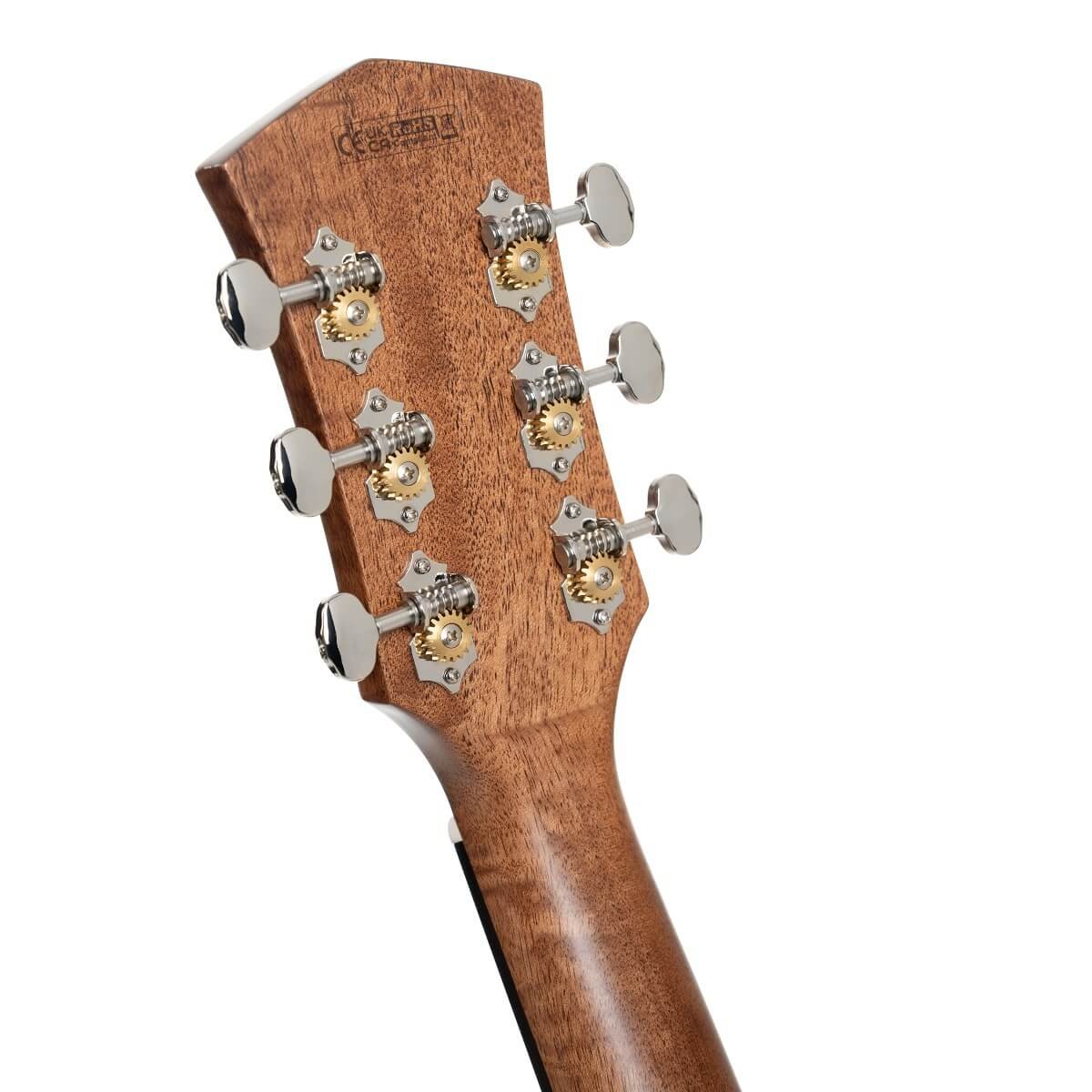 Đàn guitar acoustic điện Cort Core-MC Ovangkol màu Black Top Semi Gloss – mặt sau đầu đàn và bộ khóa lên dây