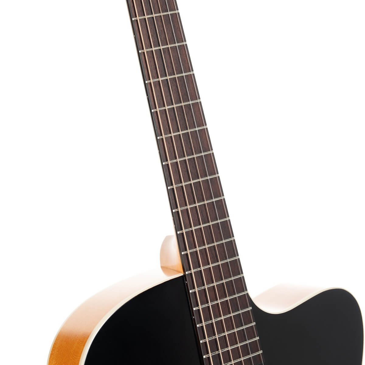 Đàn guitar acoustic điện Cort Core-OC Maple màu Brown Burst Top Semi Gloss – cận cần đàn và mặt phím