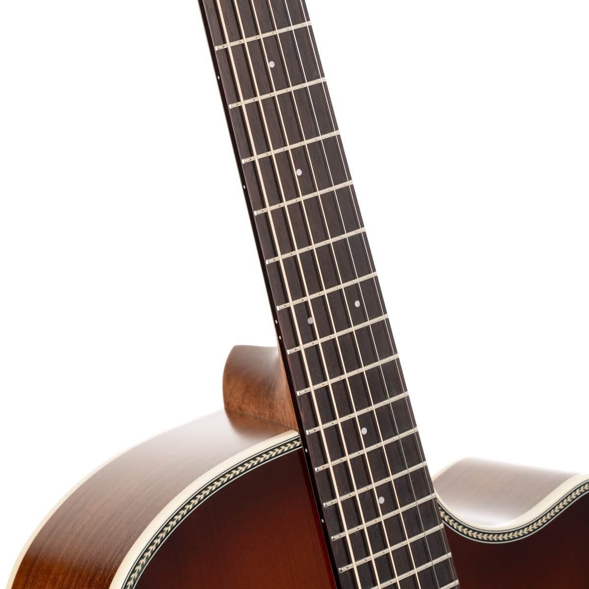 Đàn guitar acoustic điện Cort Essence-GA4 Special màu Brown Burst Semi Gloss – cận cần đàn và mặt phím
