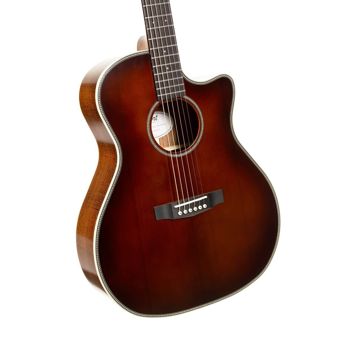 Đàn guitar acoustic điện Cort Essence-GA4 Special màu Brown Burst Semi Gloss – góc nghiêng 3/4 toàn thân