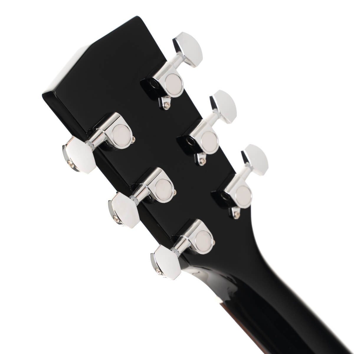 Đàn guitar acoustic điện Cort L60CE màu Black Gloss – mặt sau đầu đàn và bộ khóa lên dây