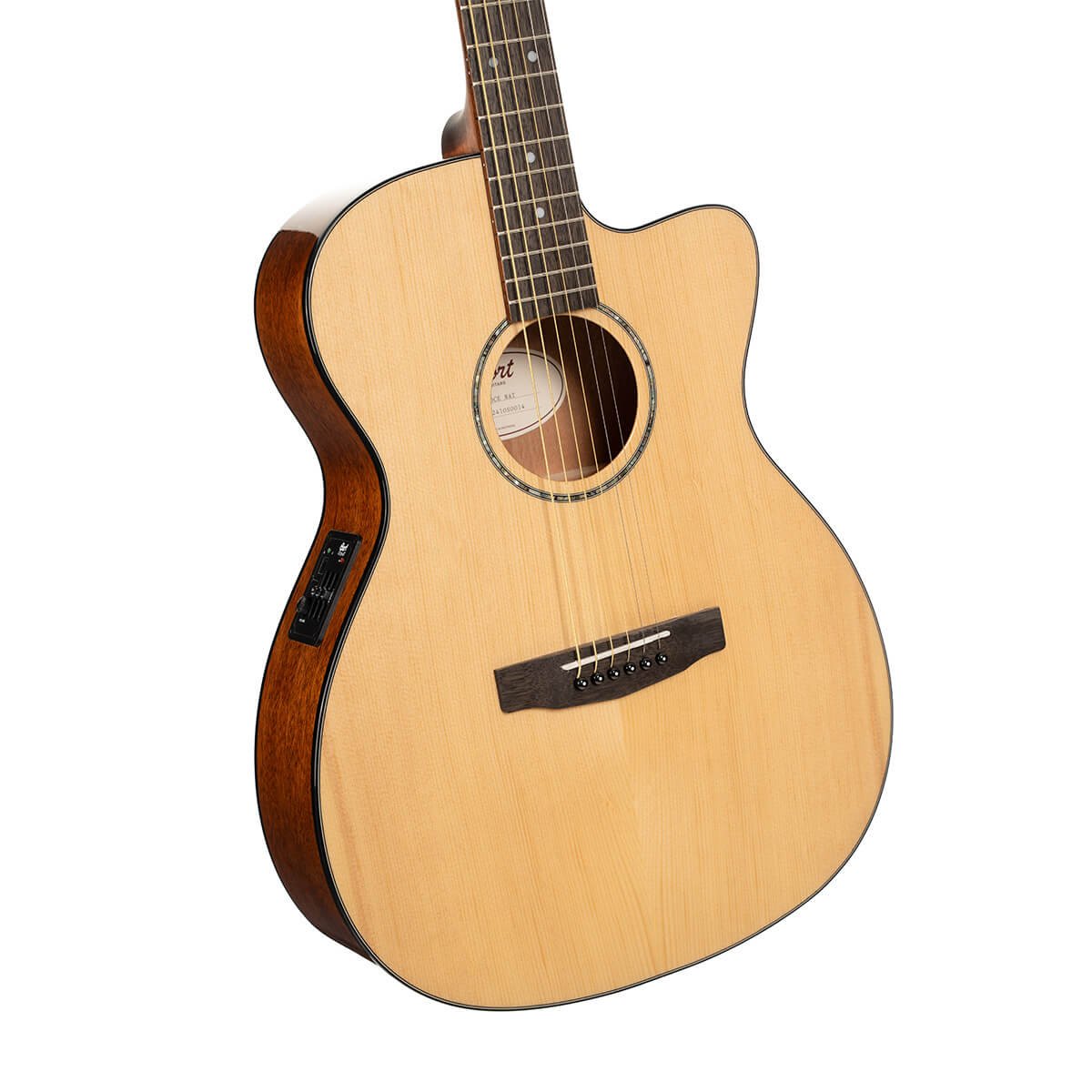 Đàn guitar acoustic điện Cort L60CE màu Natural Gloss – góc nghiêng 3/4 toàn thân