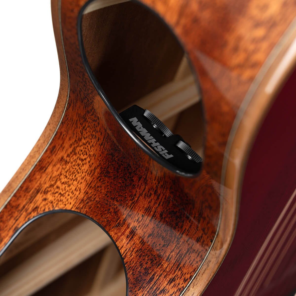 Đàn guitar acoustic điện Cort Modern Burgundy màu Trans Burgundy – cận hông đàn