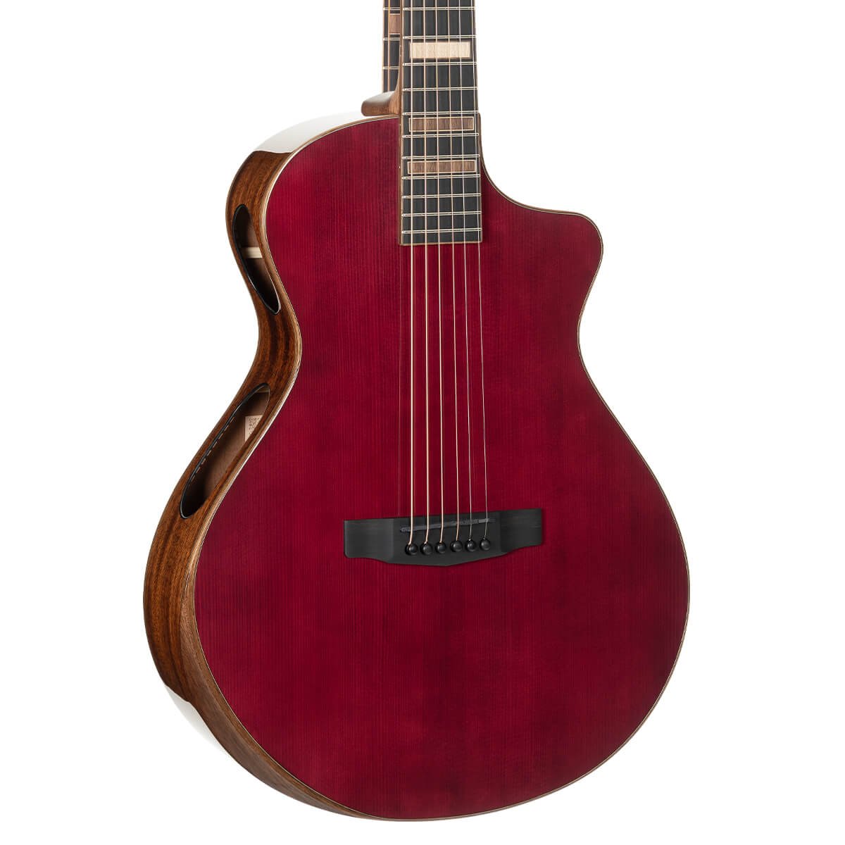 Đàn guitar acoustic điện Cort Modern Burgundy màu Trans Burgundy – cận thùng đàn mặt trước
