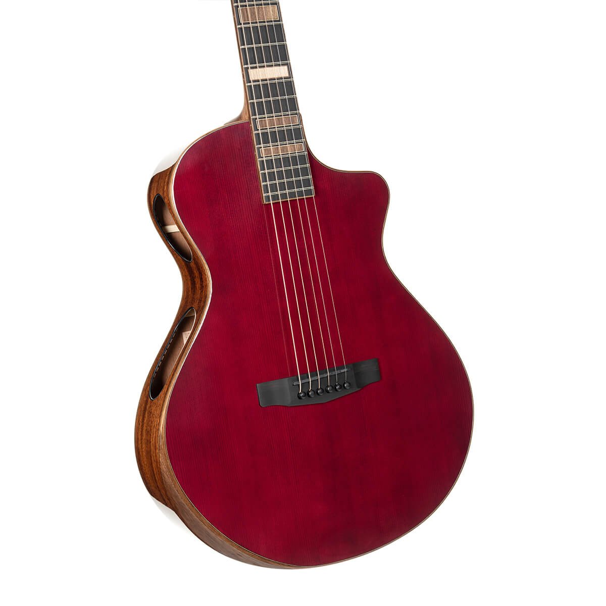 Đàn guitar acoustic điện Cort Modern Burgundy màu Trans Burgundy – thùng đàn chụp nghiêng