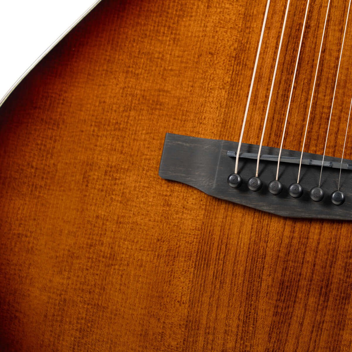 Đàn guitar acoustic điện Cort Modern Burst màu Tobacco Sunburst – cận lỗ thoát âm và ngựa đàn