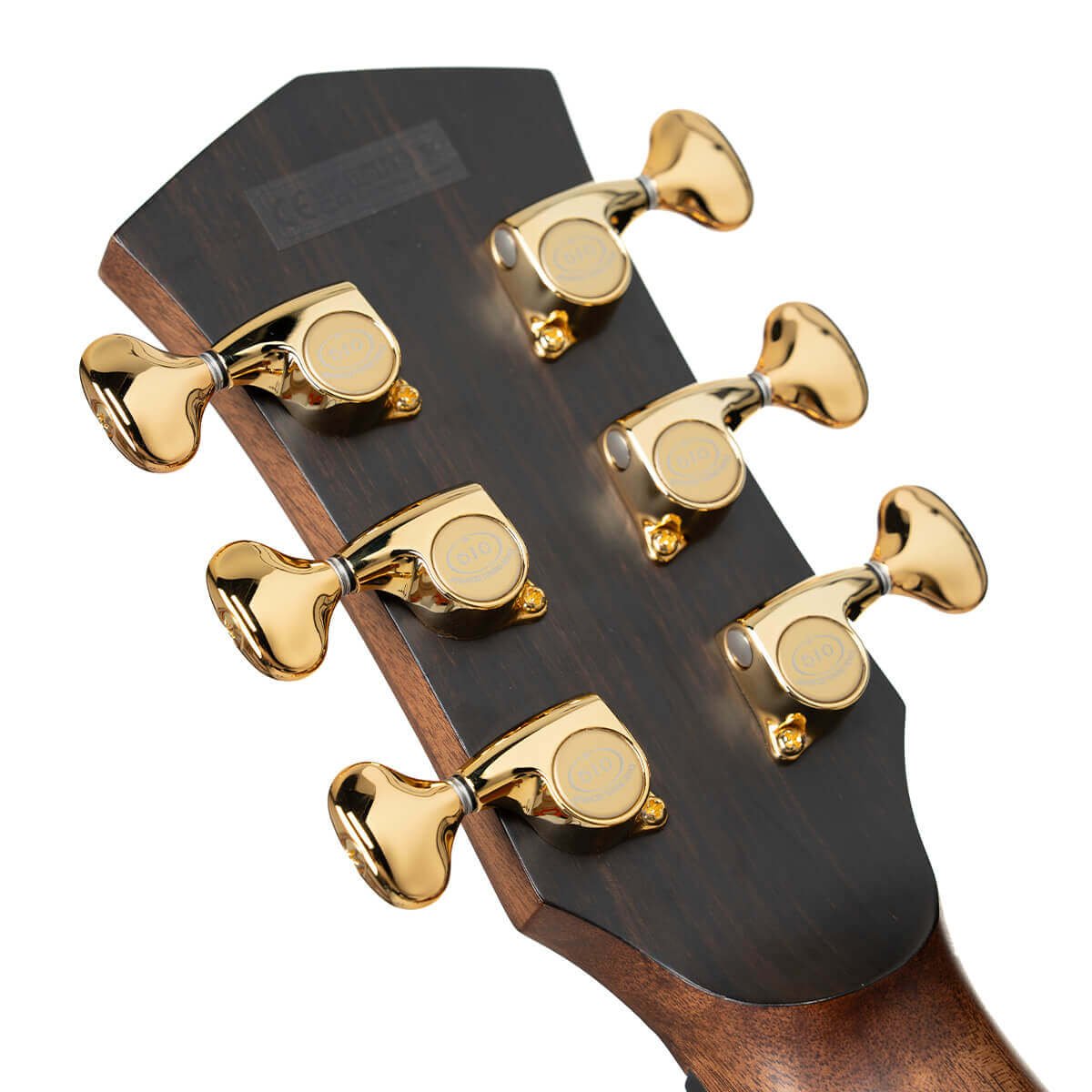 Đàn guitar acoustic điện Cort Modern Burst màu Tobacco Sunburst – mặt sau đầu đàn và bộ khóa lên dây