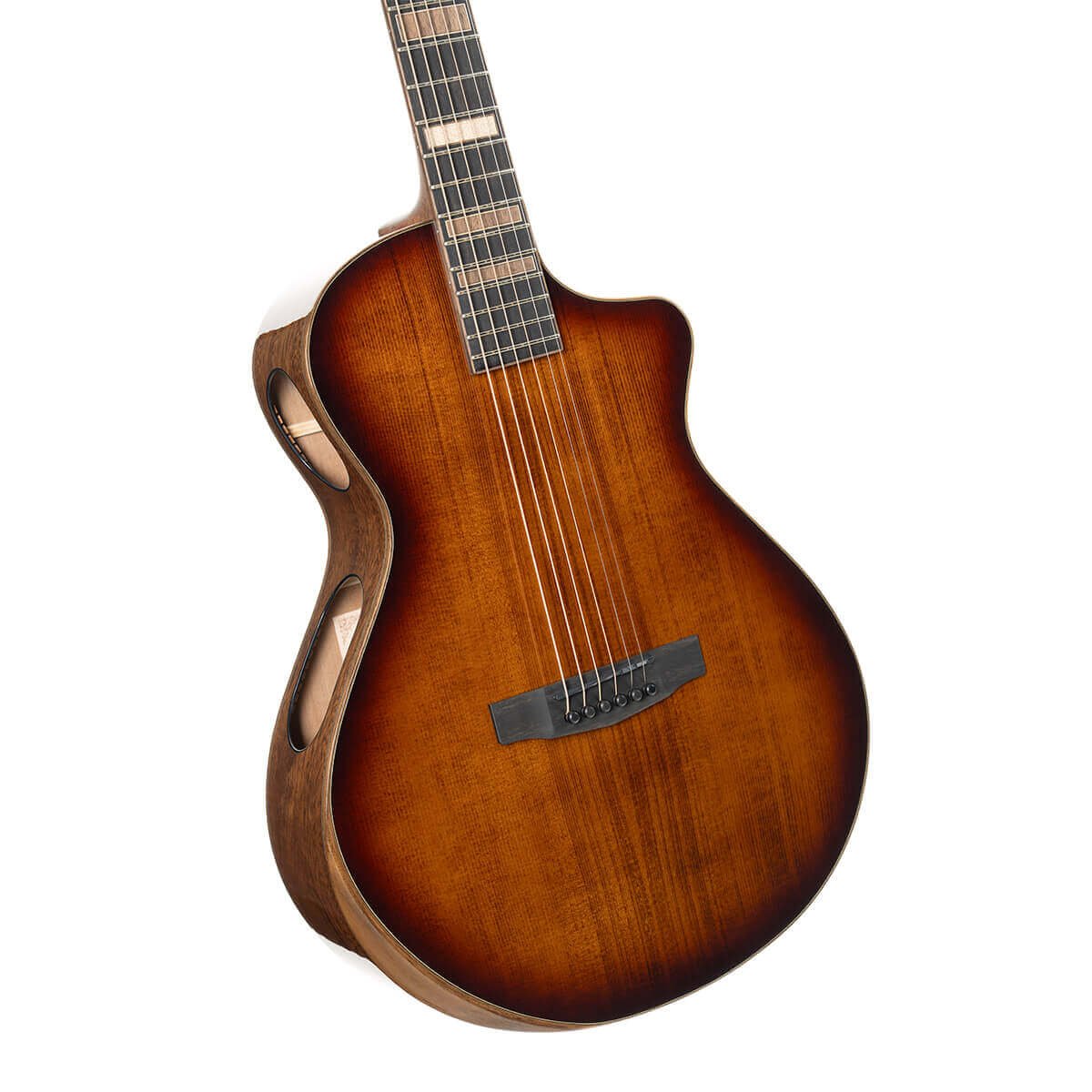 Đàn guitar acoustic điện Cort Modern Burst màu Tobacco Sunburst – thùng đàn chụp nghiêng