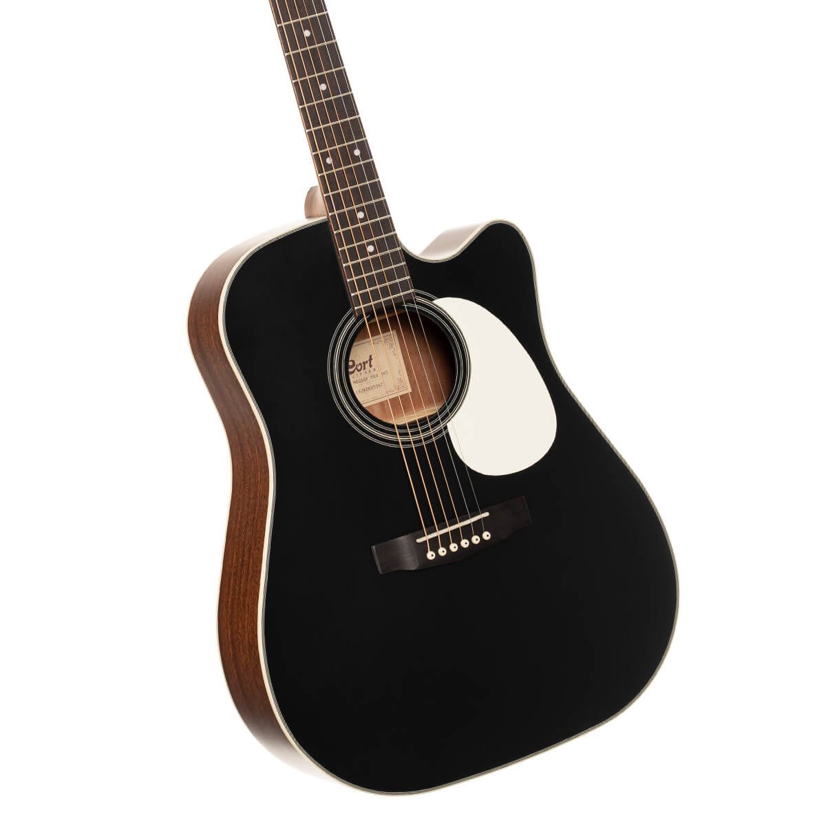 Đàn guitar acoustic điện Cort MR500F-CED màu Black Satin – góc nghiêng 3/4 toàn thân