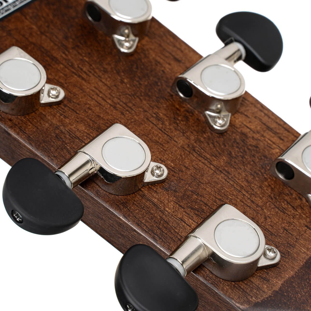 Đàn guitar acoustic điện Cort SFX-E màu 3 Tone Satin Sunburst – mặt sau đầu đàn và bộ khóa lên dây