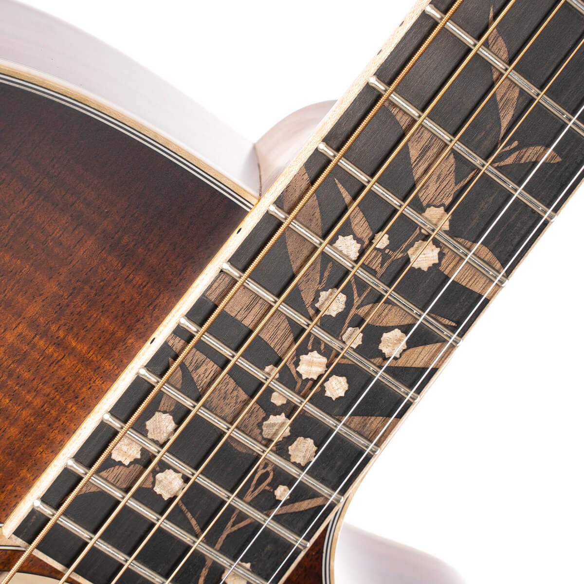 Đàn guitar acoustic điện Cort The Black Tree LE màu Light Burst Satin – cận inlay trên mặt phím