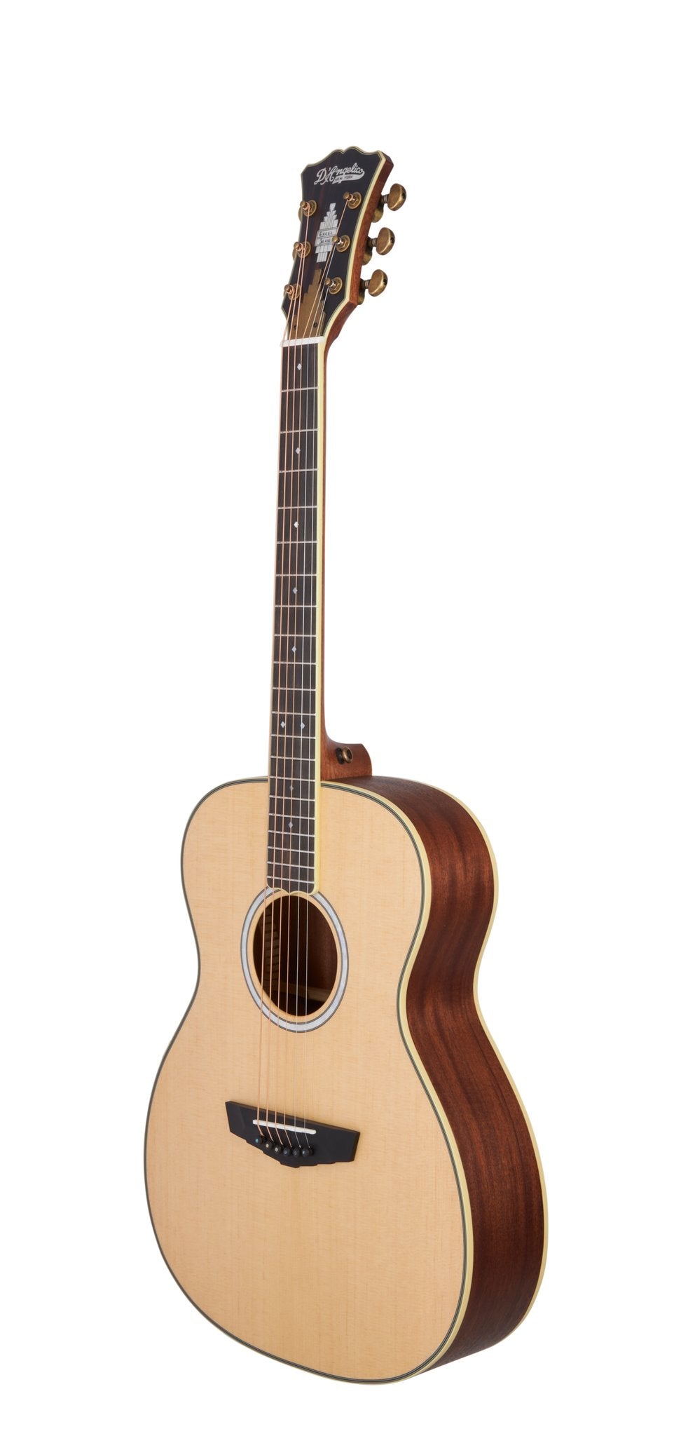Đàn guitar acoustic điện D'Angelico Josh Turner Tammany màu Natural – góc nghiêng 3/4 toàn thân