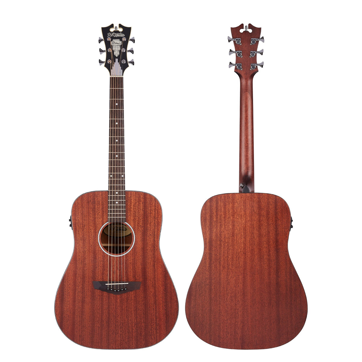 Đàn guitar acoustic điện D'Angelico Lexington LS màu Natural Mahogany Satin – mặt trước và mặt lưng