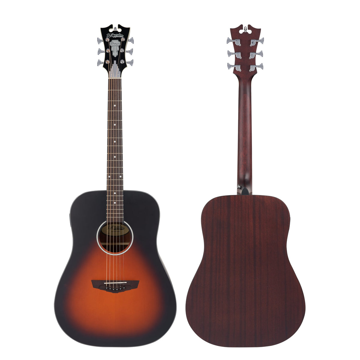 Đàn guitar acoustic điện D'Angelico Lexington LS màu Satin Vintage Sunburst – mặt trước và mặt lưng