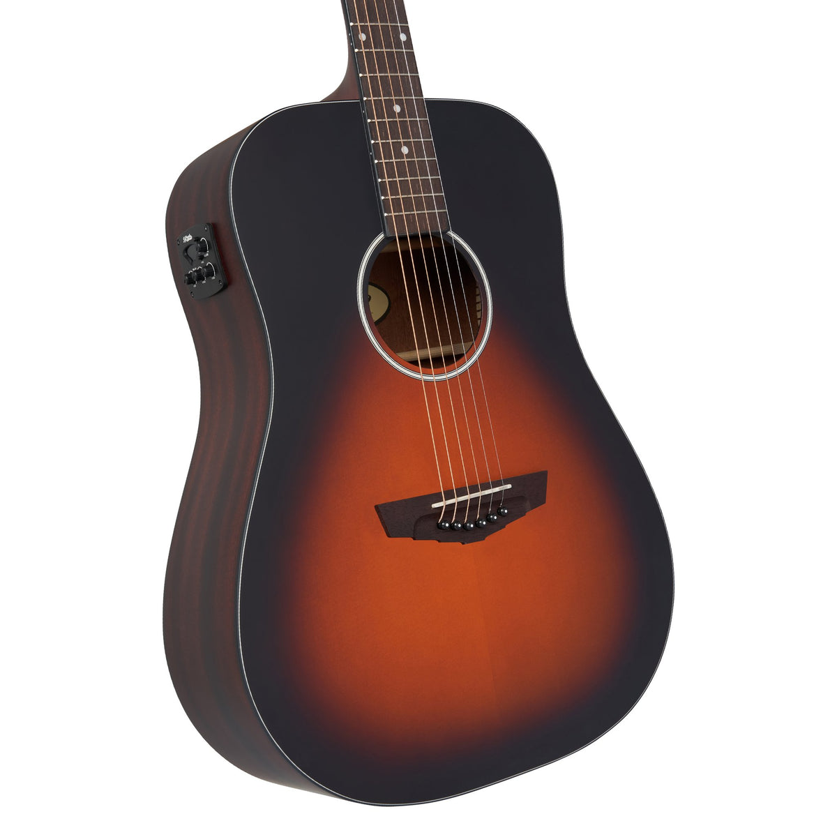 Đàn guitar acoustic điện D'Angelico Lexington LS màu Satin Vintage Sunburst – thùng đàn chụp nghiêng