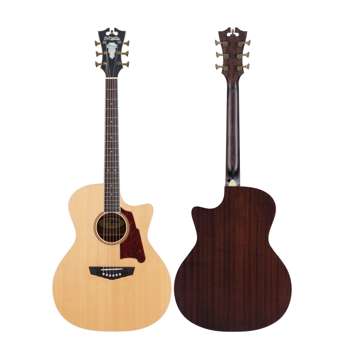 Đàn guitar acoustic điện D'Angelico Premier Gramercy màu Natural – mặt trước và mặt lưng
