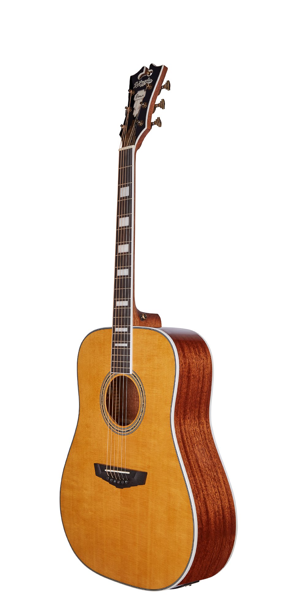 Đàn guitar acoustic điện D'Angelico Premier Lexington màu Vintage Natural – góc nghiêng 3/4 toàn thân