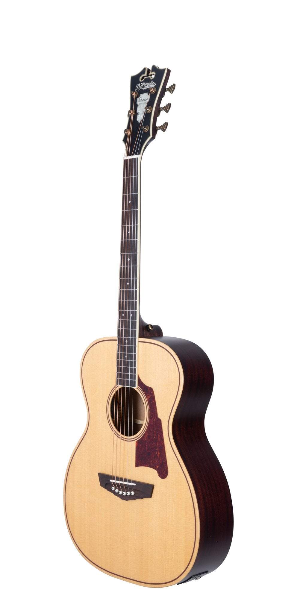 Đàn guitar acoustic điện D'Angelico Premier Tammany màu Natural – góc nghiêng 3/4 toàn thân