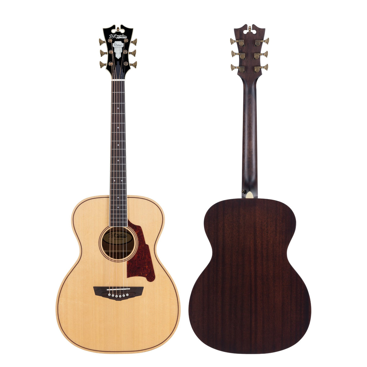 Đàn guitar acoustic điện D'Angelico Premier Tammany màu Natural – mặt trước và mặt lưng