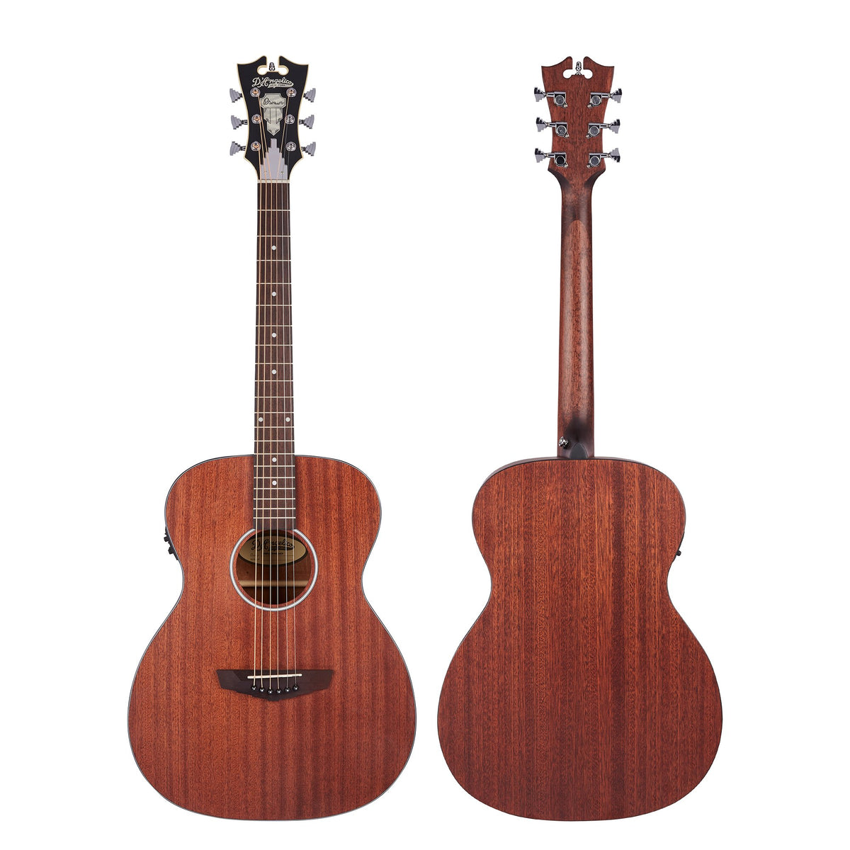 Đàn guitar acoustic điện D'Angelico Tammany LS màu Natural Mahogany Satin – mặt trước và mặt lưng